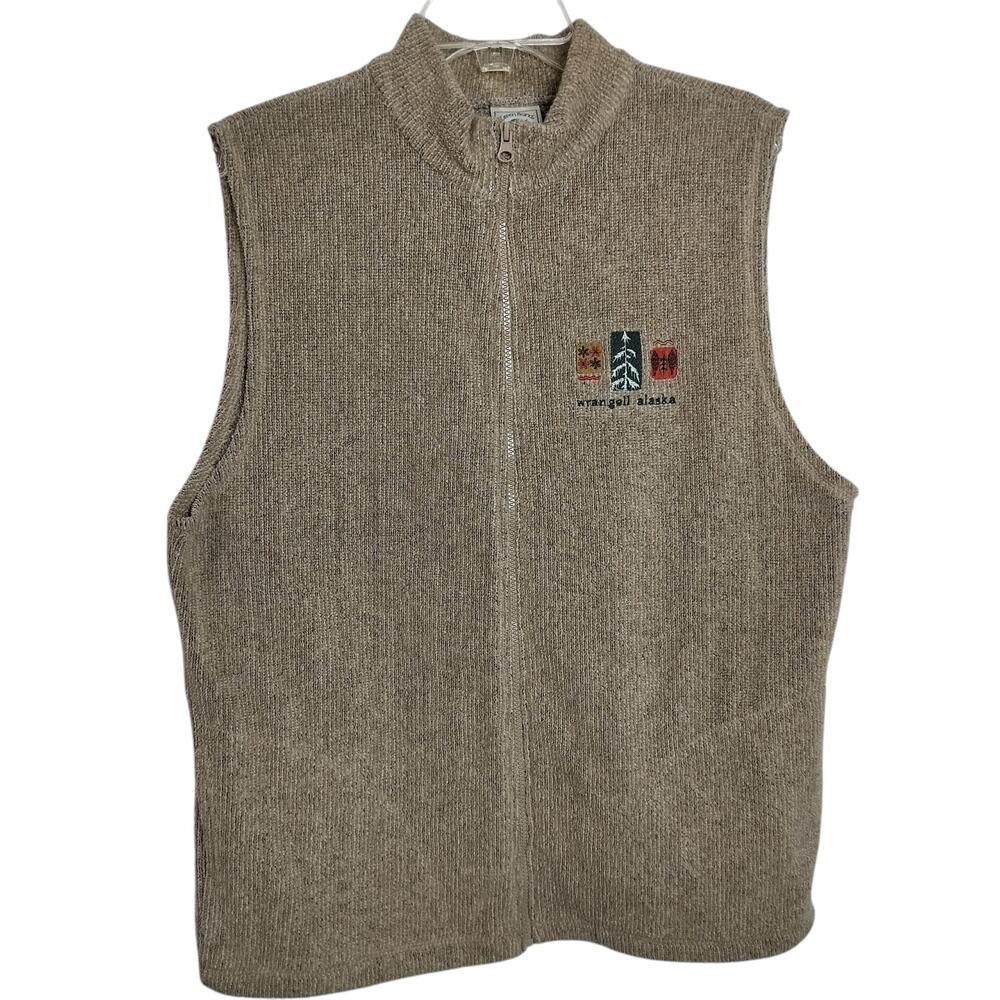 4430) Green Brand Recycled Sensegal Yarn Tan Full Zip High Neck Vest Large